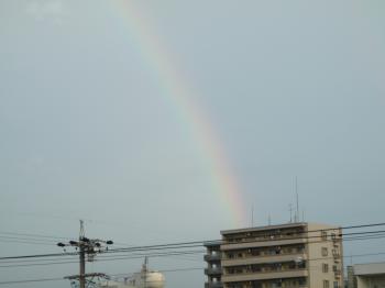 今朝、虹がかかっていました。